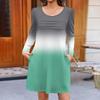 Rochie cu mânecă lungă pentru femei Toamnă Casual Tricou Croială lejeră Rochii cu pliuri în față cu buzunare