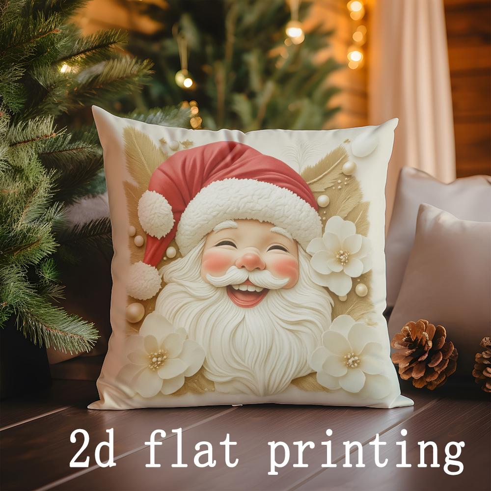Dekokissenbezüge mit Santa- und Weihnachtsmotiv, Muster-Kissenbezug, geeignet für Sofa, Schlafzimmer, Auto-Kissenbezug