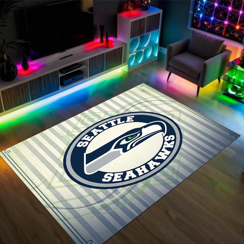 Seattle Seahawks Design Crystal Velvet Carpet Cozy Non?Slip Printed Rug For Bedroom Living Room Entrance