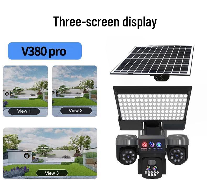 Waterproof Solar-Powered Outdoor Camera with Two-Way Voice, Full-Color Night Vision, and Home Courtyard Light.