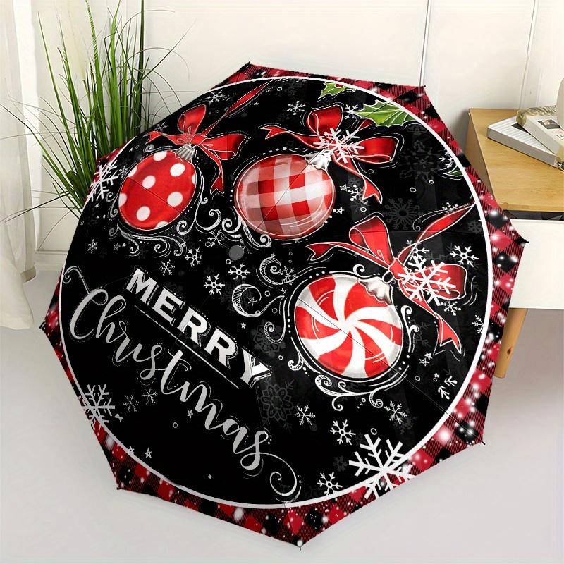 

Merry ChristmasOrnament Decorative StickerUmbrella, Portable 3-Fold Compact Umbrella,Christmas Gift ES428