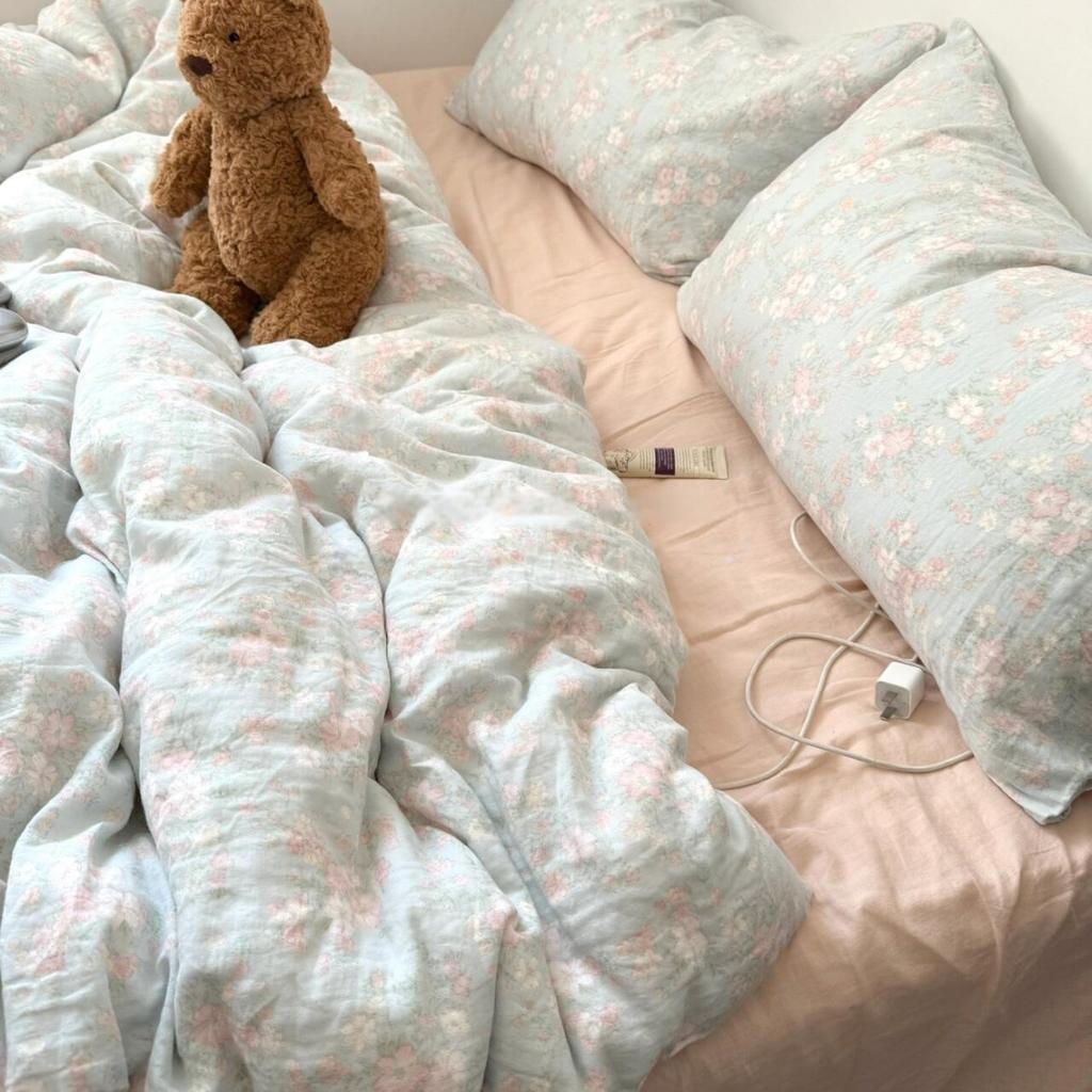 Live Broadcast Explosion Class A Maternal And Infant Grade Cotton Pure Cotton Double-Layer Yarn 4-Pcs Set Student Children'S Dormitory 3Pc Quilt Cover