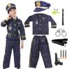 Police Officer Costume for Kids Boys Girls Costume Cop Uniform Outfit Role Play with Toys Accessories,  Kid Costume Dress Up