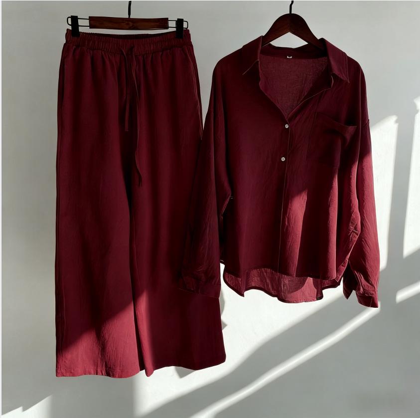 Ganzjahres Große Größen Locker Geschnitten Retro High-Waist Langarm Mode Sportbekleidung Set