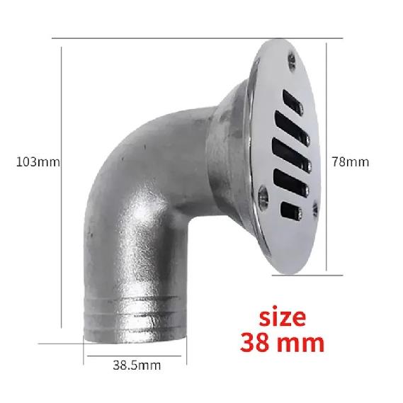 Marine Hardware 316 Stainless Steel 32MM/38MM Doats Floor Deck Cockpit Drain Scupper One-piece Curved Floor Drain