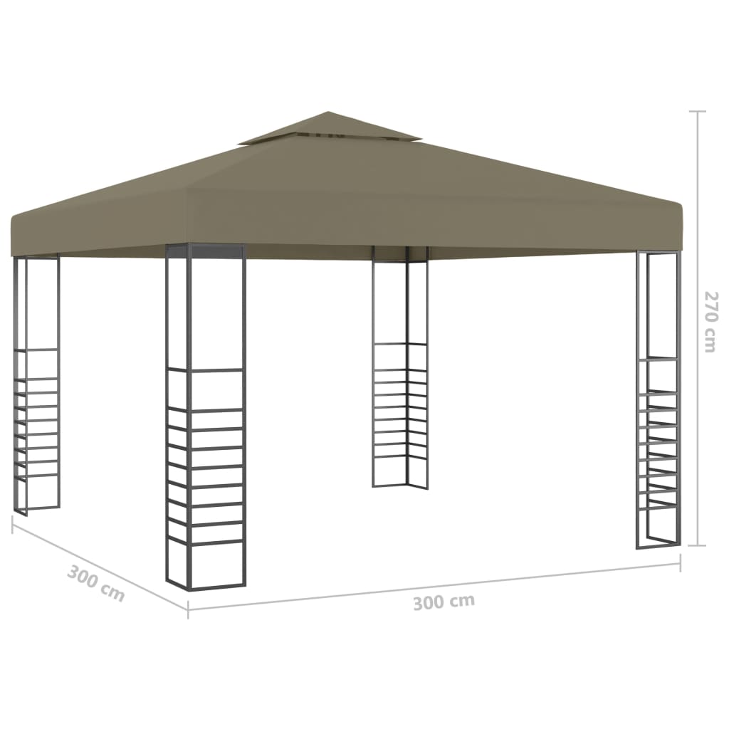 Garden Pavilion with LED String Lights 3x3 M Taupe