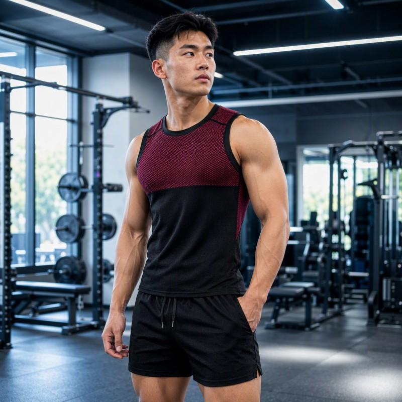 Mens 2-in-1 Workout Set Sleeveless Tank Top Shorts Quick Dry Breathable Running Gym Basketball
