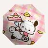 Pink Grid Cake Pochacco Automatic Opening and Closing Cartoon Umbrella - Lightweight 3-Fold Design, Suitable for Fans, Travel, Daily Use - Official Pr