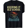 European Sizes Men'S Vintage Music Record Turntable Graphic T-Shirt - "Keeping It Old School" Retro Vinyl Design, Soft Breathable