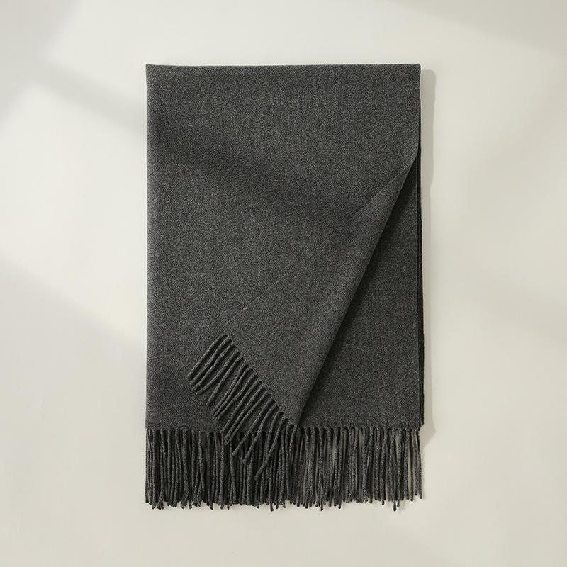 Imitation Cashmere Scarf Autumn and Winter New Solid Color Mid Length Warm Scarf Japanese and Korean Sweet Fashion Tassel Scarf