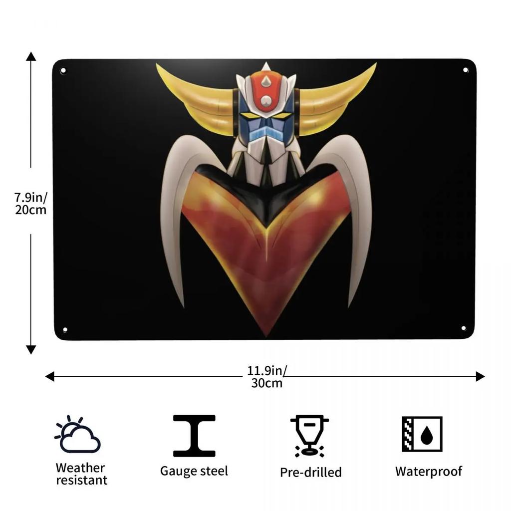 UFO Roboter Grendizer Goldorak Zeichen Custom Vintage Mazinger Z Metallschild für Pub Café Hof Man Cave Bar Wandkunst Dekor