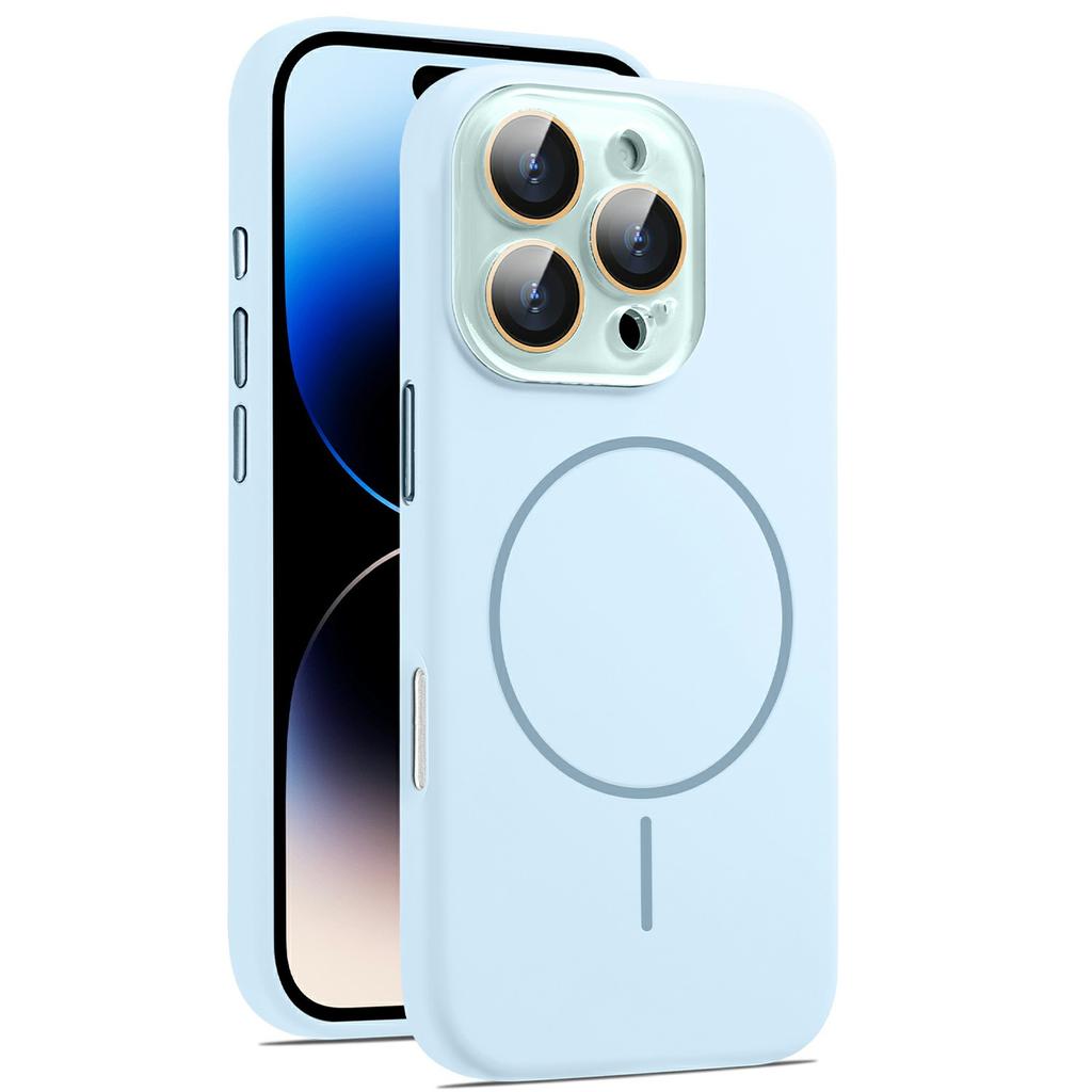 Für iPhone 16 Pro Max Hülle Kompatibel mit MagSafe Silikon Handyhülle mit Kameraobjektiv Vollständiger Schutz