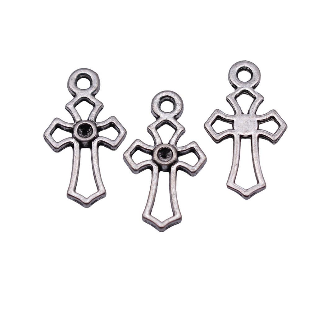 Vintage Cross Charms Multi Color Alloy Pendants For Religious Christian Jewelry