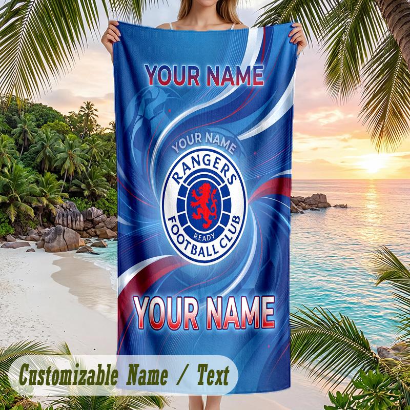 Beach Towel Rangers FC Print Custom Name Text Soft Towel for Swimming Pool