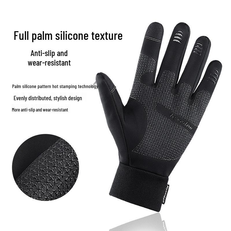 Men's & Women's Warm Touchscreen Cycling Gloves - Non-slip, Splash-proof, Windproof, Cold-resistant with Velvet Lining.