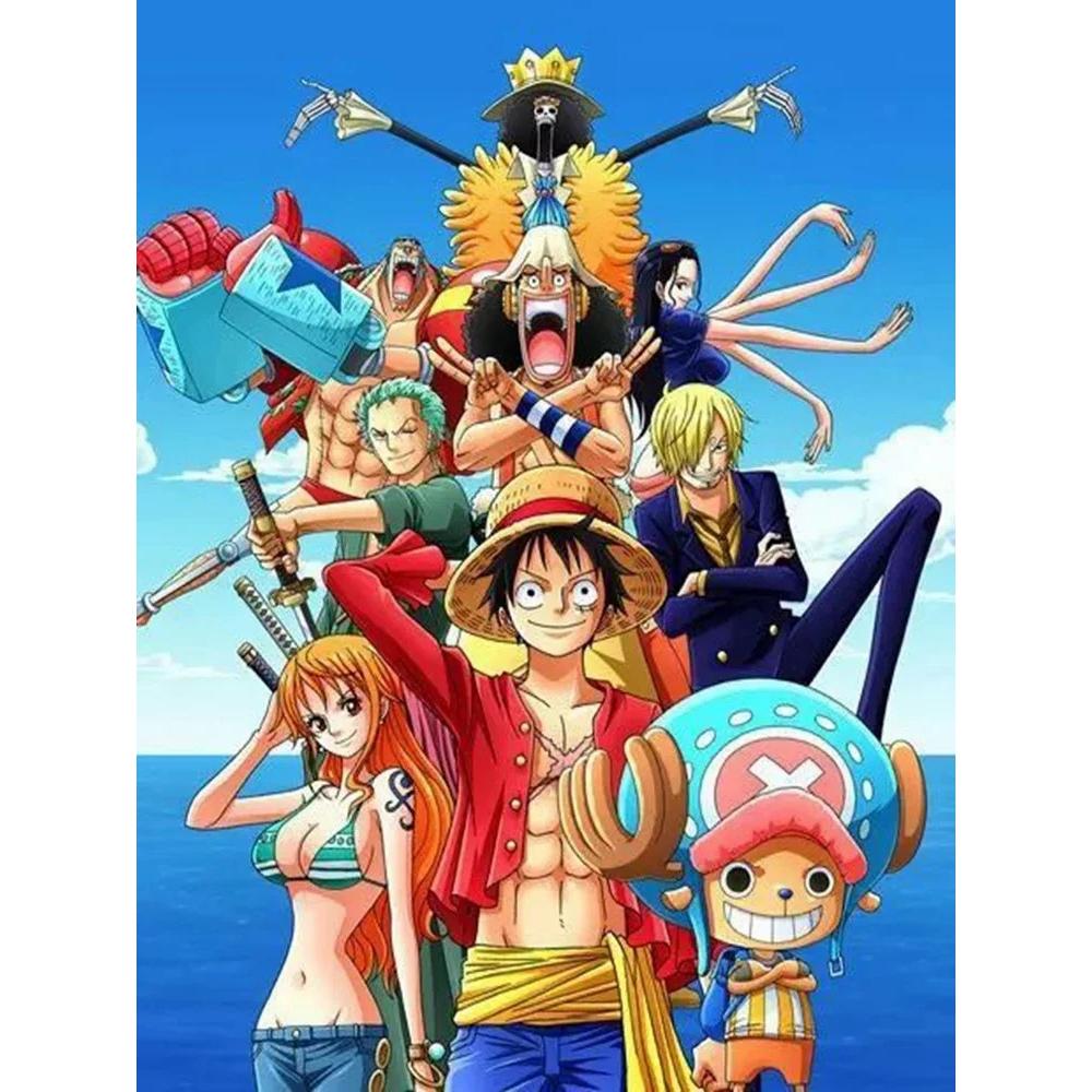 Pintura Diamante 5D DIY Anime One Piece Luffy Padrão de Arte Kit Impresso Quebra-cabeça Mosaico em Tela Ponto Cruz Bordado Decoração de Casa Presente para Criança