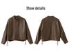 Women's Casual PU Leather Jacket with Stand Collar, Spring/Autumn 2025, Loose Fit, Small Size, XG9961