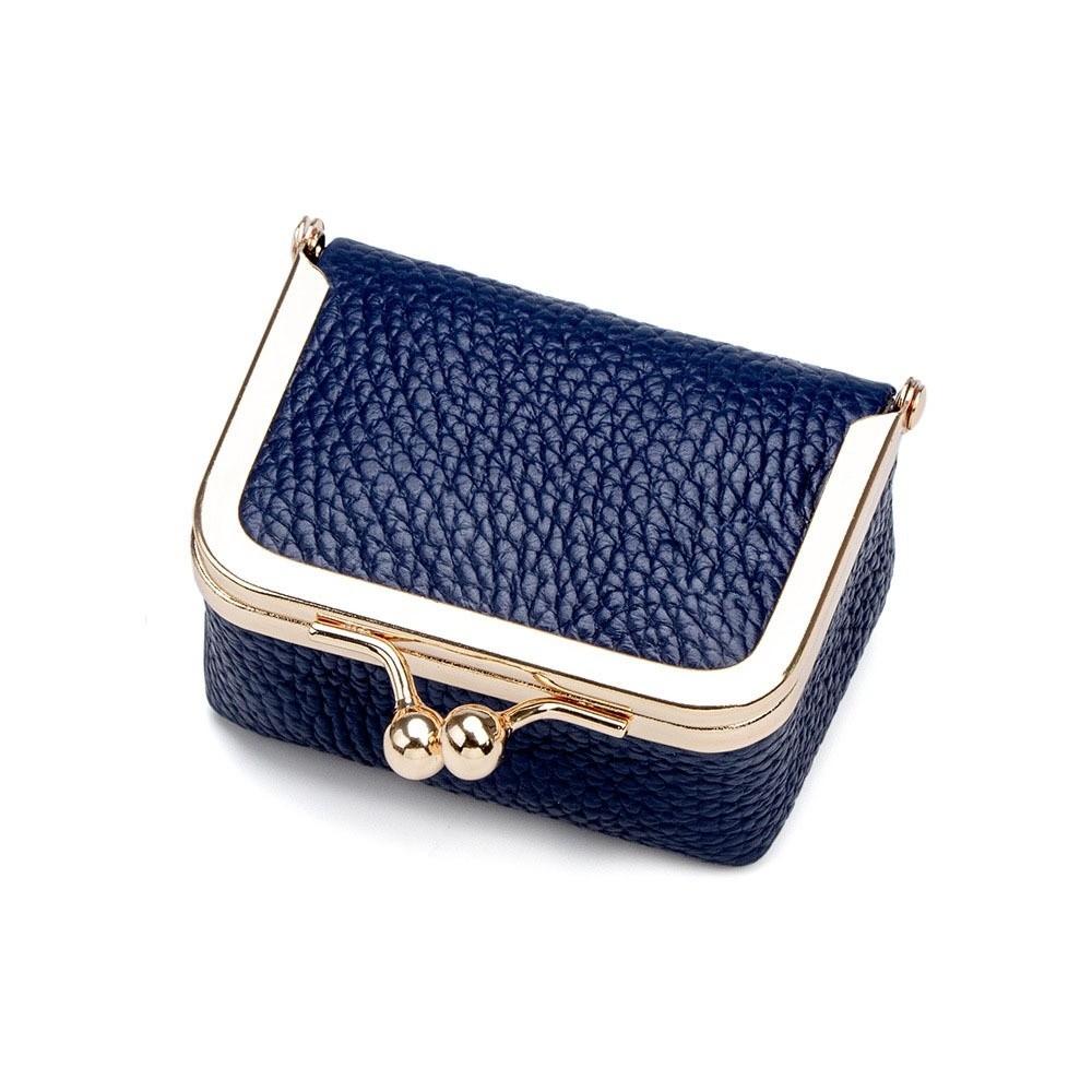 Genuine Leather Kiss Lock Coin Purse Solid Color Small Item Bag Leather Jewelry Bag  Earrings