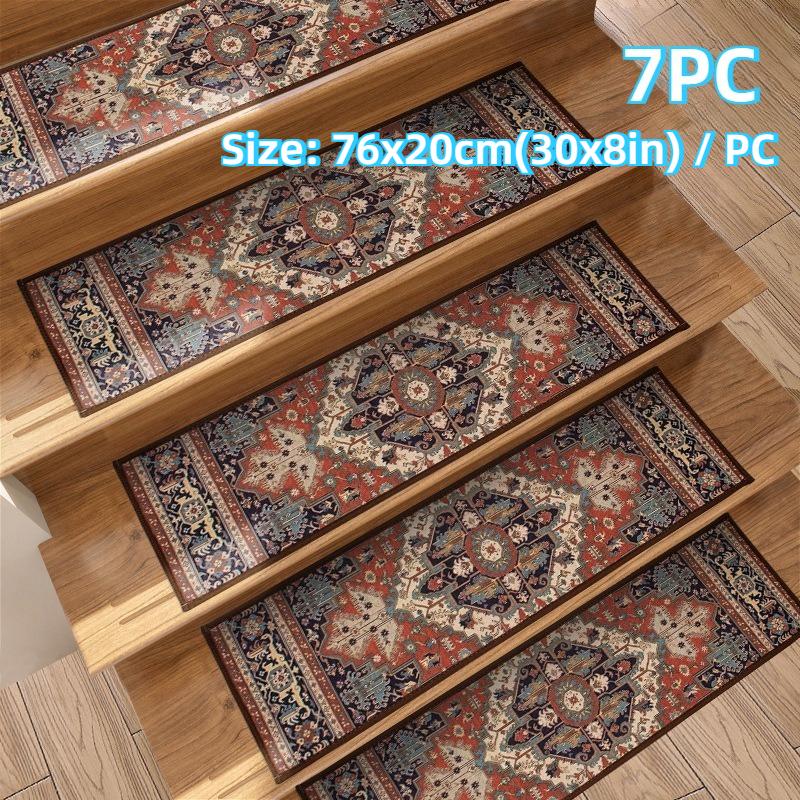 Persisches Retro-Blumenmuster Treppenmatte Dekoration Haus Rutschfest Selbstklebend Treppenmatten 7 Stück 15 Stück Maschinenwaschbar Stufenmatte