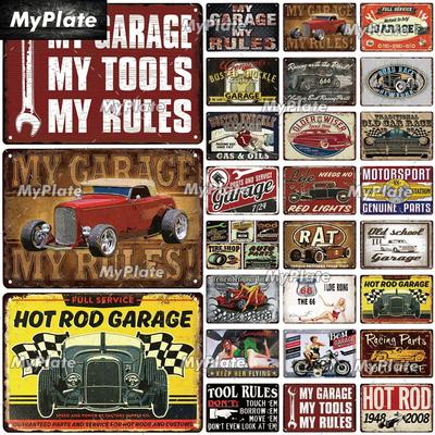 Hot Rod Garage Vintage Metal Sign Tin Sign Vintage  Decoration Plaque Home Wall Decor Bar Sign Home Decor Poster Drop Shipping