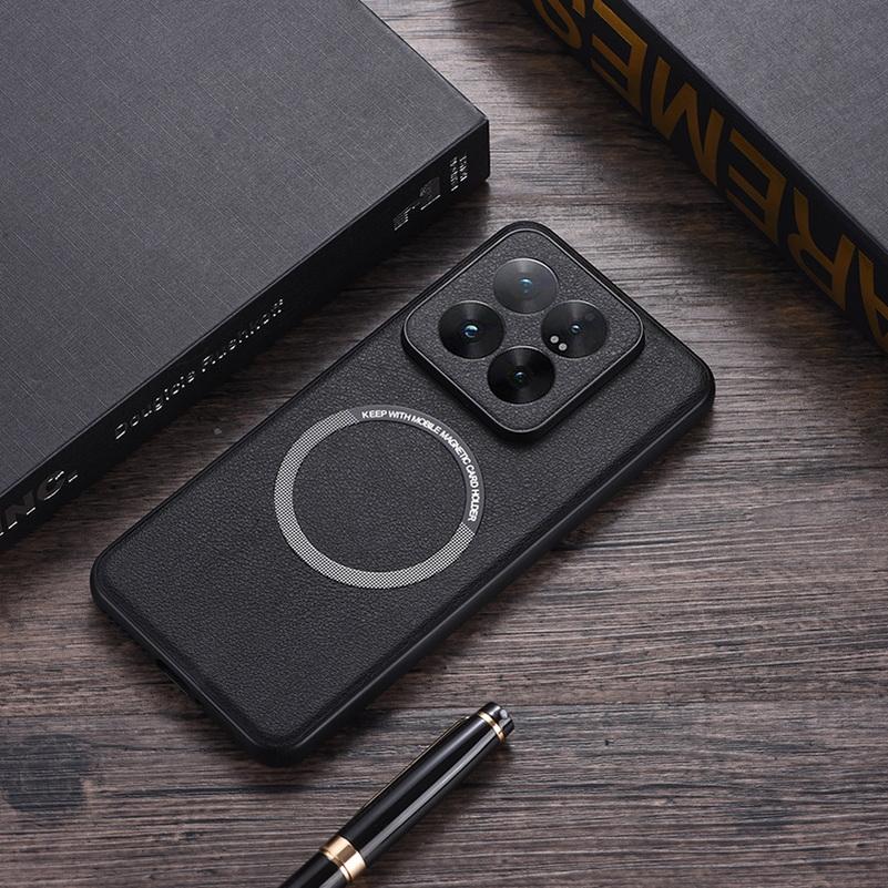 Magsafe Magnetic Wireless Charging Case For Xiaomi 15 Ultra Mi 15 Pro 14T Pro 14  PU Leather Cover