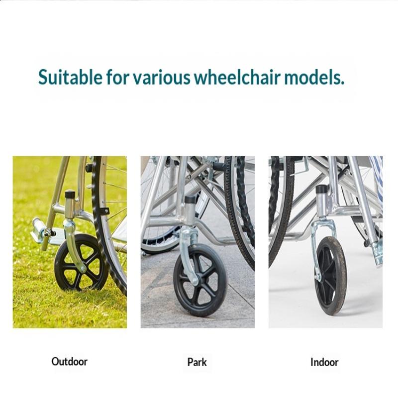 6 Inch Rubber Wheels Smooth Flexible Heavy Duty Wheelchair Front Castor Solid Shopping Cart Wheel Wheelchair Replacement