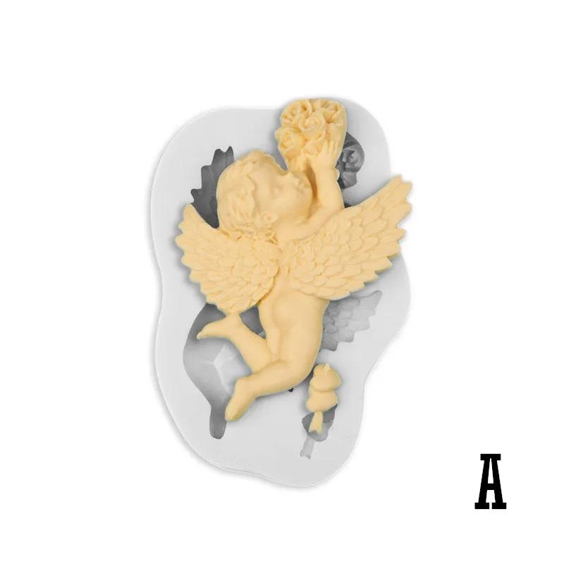 Angel Hand Soap Silicone Mold Roses Bless Flower Fairy Baby Girl Boy Chocolate Cake Mold 3D Soap Making Supplies