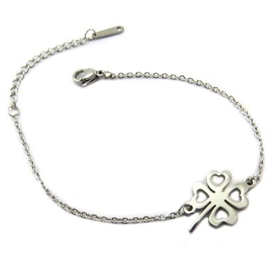 [P4875] - Silver 'Clover' Steel Bracelet - 15x12 Mm