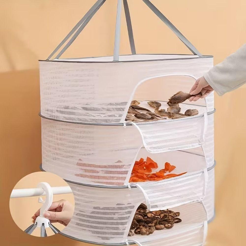 Portable Dried Vegetable Net Foldable Multi-layer Drying Net Clothes Hanging Dryer  Kitchen