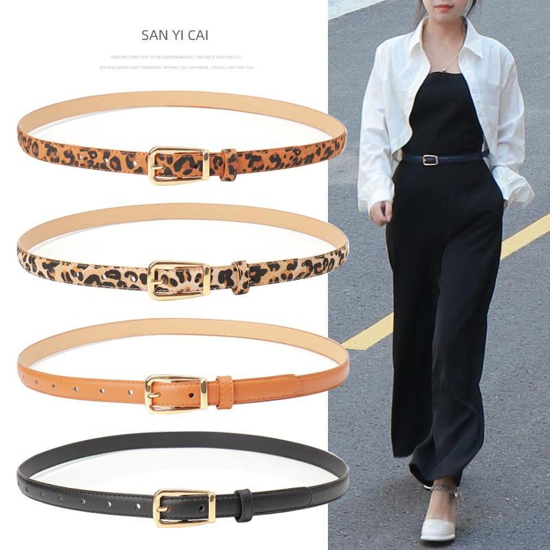 Womens Slim Alloy Buckle Belt With Leopard Print PU Leather Waistband Jeans Casual Office Wear