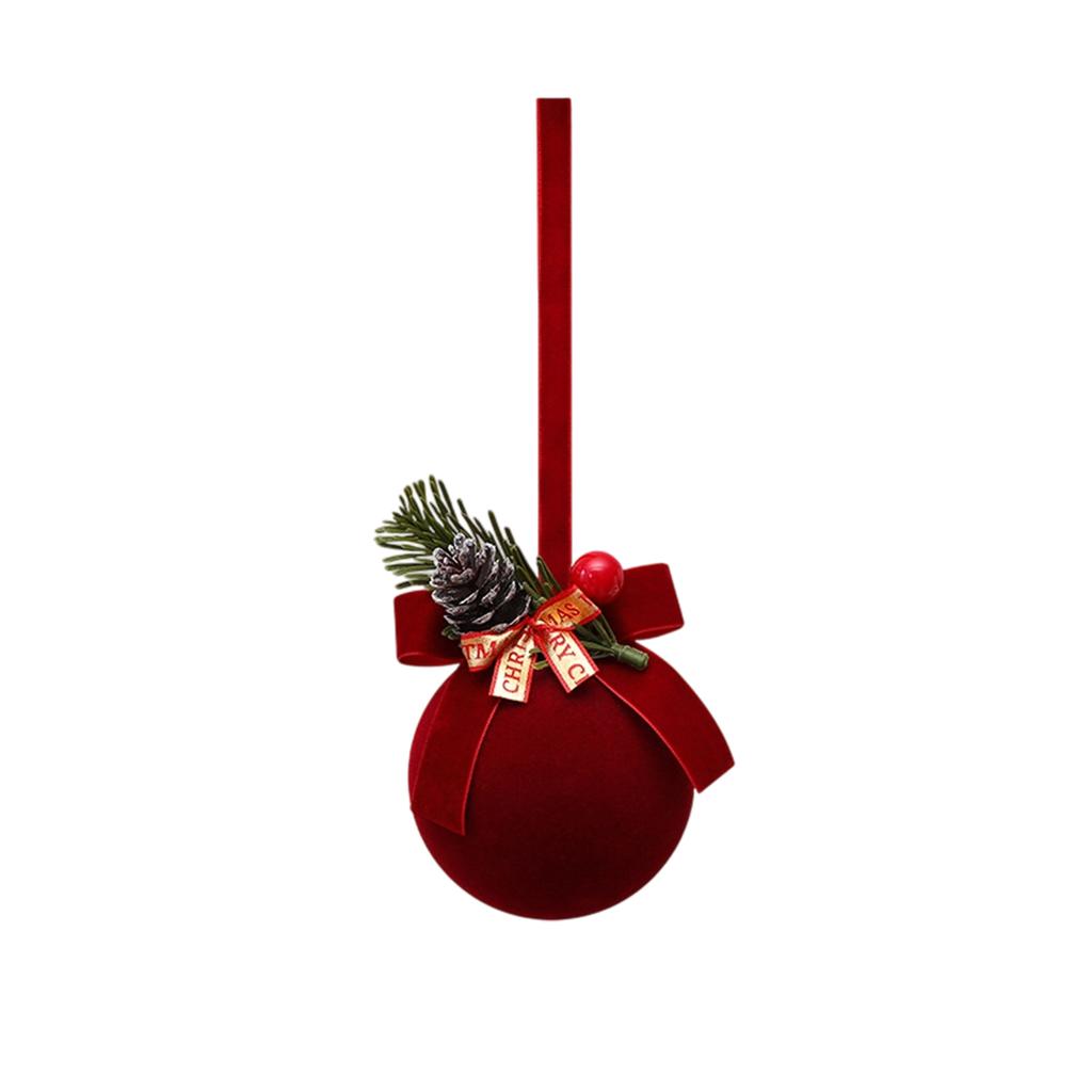 Nordic Flocked Bells Christmas Ornament Christmas Ball Hanging Pendant Christmas Tree Decorations for Home Decoration