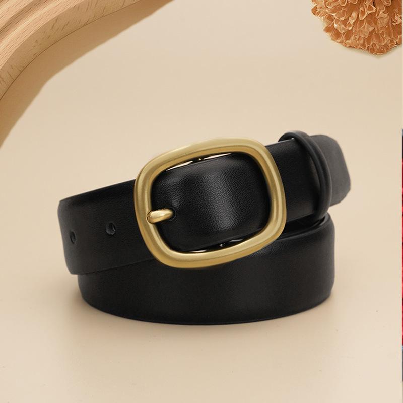 New Women's Belt Double-sided Genuine Leather Classic Versatile Decoration Simple Pin Buckle Belt High Quality Belt for Women