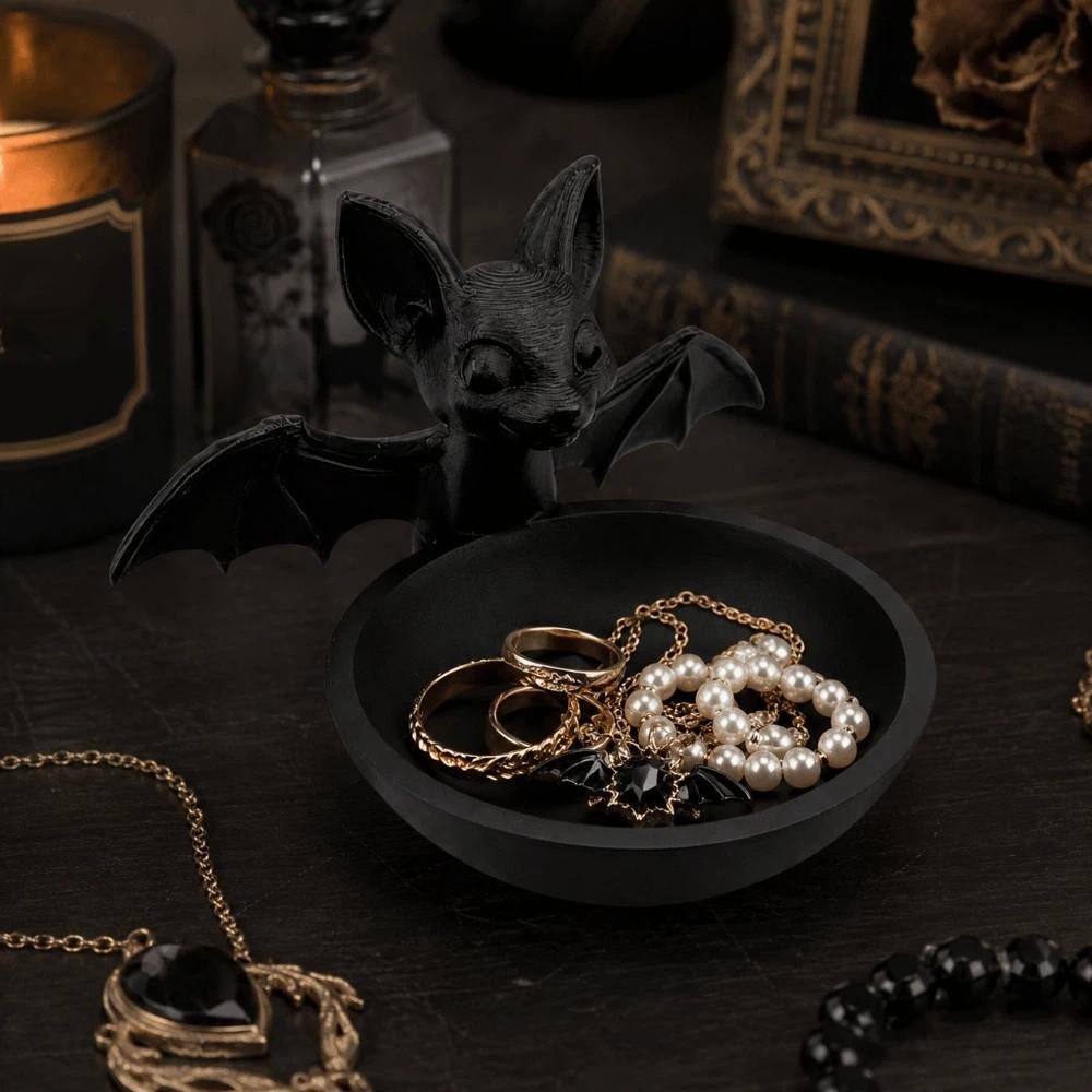 Gothic Style Bat Decorative Tray 3D Printing Display Holder Container Bat Storage Box Halloween