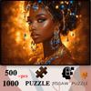 500pcs/1000pcs Golden Beaded Elegant Women'S Portrait Puzzle | Tight Fit, Clear Print, Ideal for Dining Tables, Coffee Tables, Picnics, Outdoors, Camp