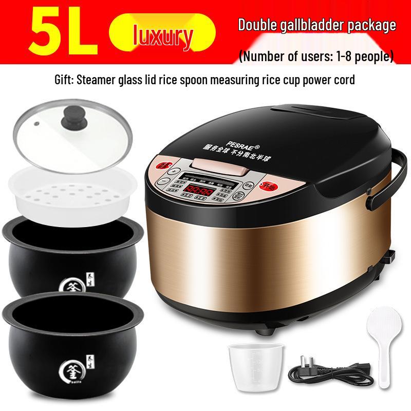 Multifunctional Intelligent Rice Cooker: Large Capacity, Fully Automatic for 1-8 People, with Timing and Porridge/Soup Functions.