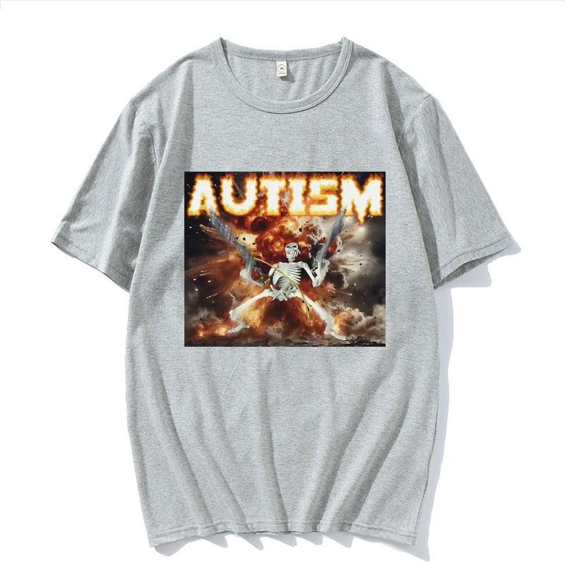 Autistic Funny Skeleton Meme Graphic T Shirt Men Fashion Gothic Retro T Shirts Male ONeck Oversized Short Sleeve Tshirt Unisex