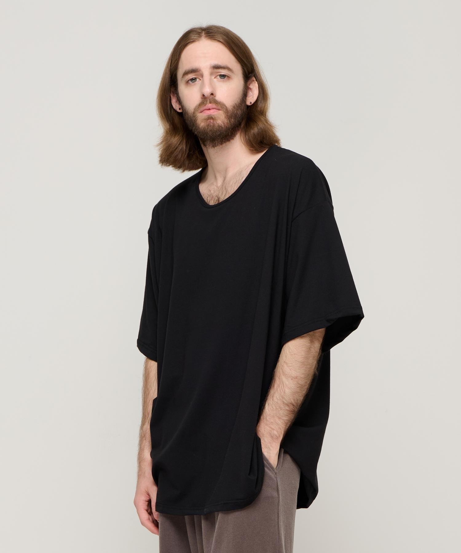Cargo Bros Silket Loose Fit Crew Neck Short Sleeve Tee (Black) Free