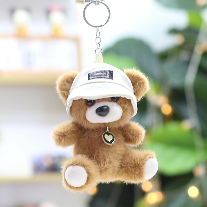 Bonito Bonito Chapéu Urso Pingente Brinquedo de Pelúcia Boneca Urso Penduricalho de Bolsa Chaveiro Boneca de Pano