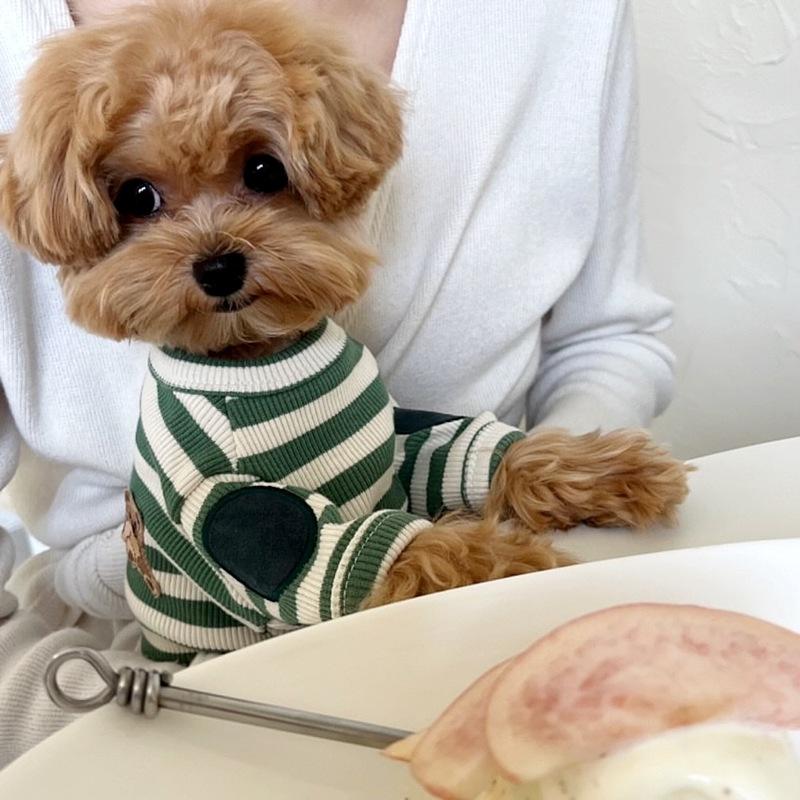 Pet Spring and Autumn Stripe Bottom Shirt Dog Thin Teddy T-shirt Yorkshire Small Puppy Cat Top Puppy Clothes for Small Dogs