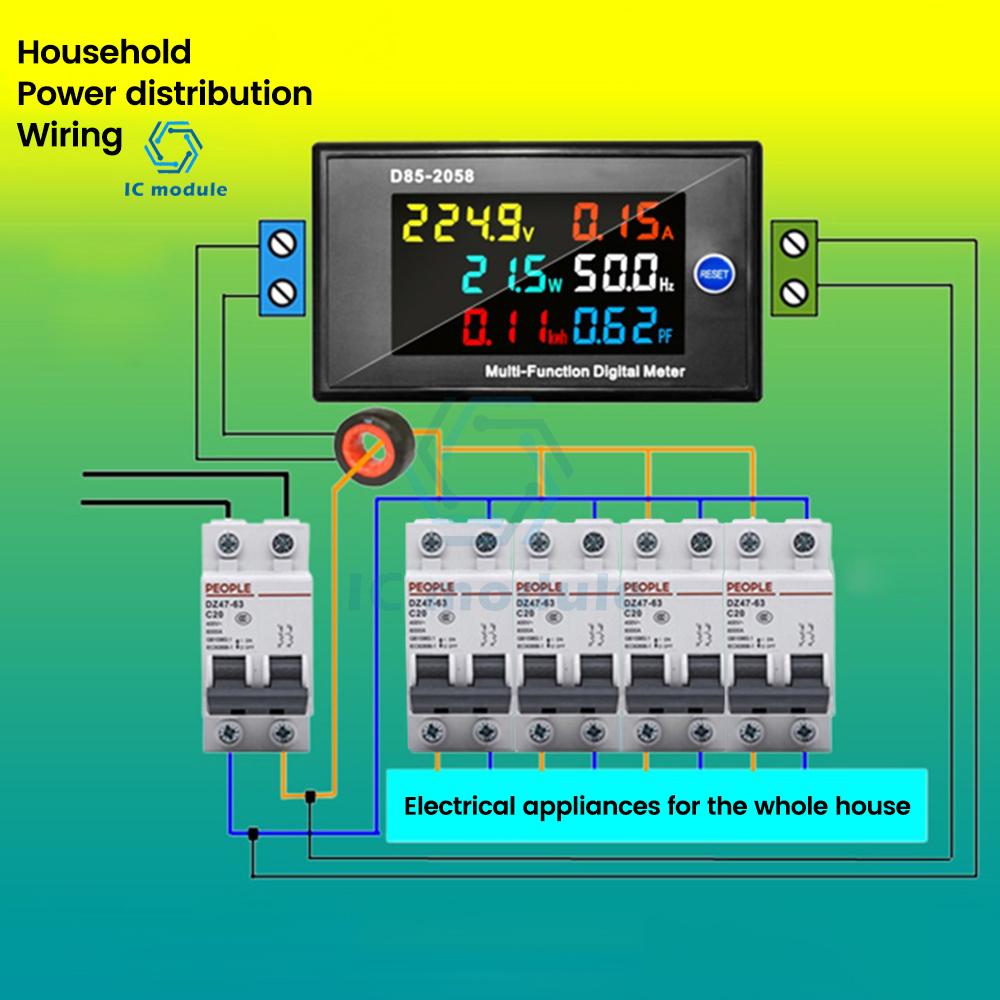 AC110 220V 380V 450V D85-2058 Digital Voltmeter Ammeter Single Phase Household Energy Meter Power Meter  AC Power Monitor