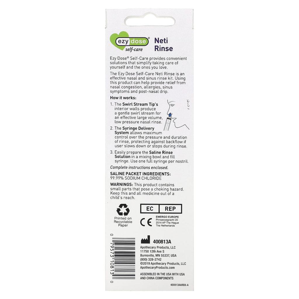 Self-Care, Neti Rinse, Nasal and Sinus Rinse Kit, 12-piece Kit