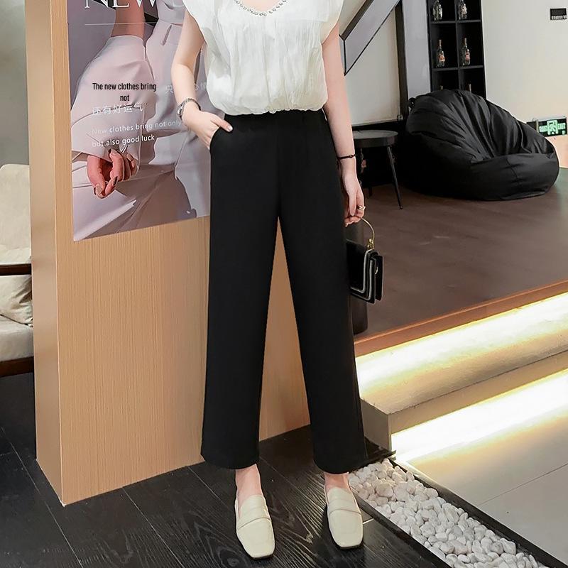 

Plus Size High Waist Black Elastic Carrot Pants - Slimming, Versatile & Fashionable Women s Trousers for Early Spring 3XL (Recommended weight 60-70 kg) чёрный