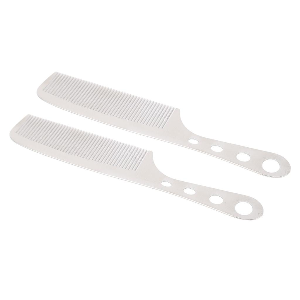 2PCS Stainless Steel Hair Comb Prevent Static Professional Barber Styling Grooming Comb for Hairdressing