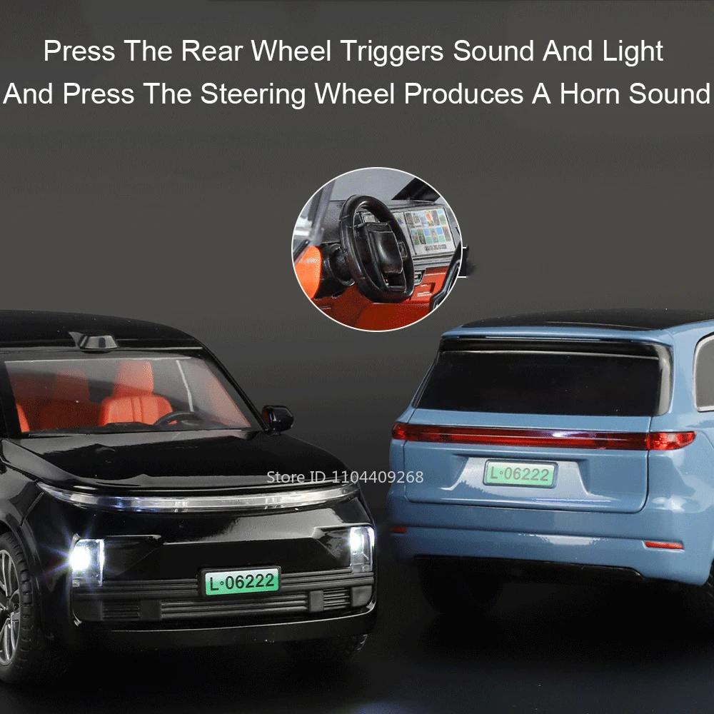 1:24 Li Auto L9 Intelligent Voice Version Car Model Toy Sound Light Shock Absorption Alloy Diecast Vehicle Toys Holiday Presents