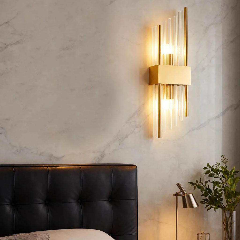 LED Stainless Steel Beveled Glass Wall Sconce for Hallway, Study and Bedroom Home Decor, Bedside Lamps, Decorative Lamps