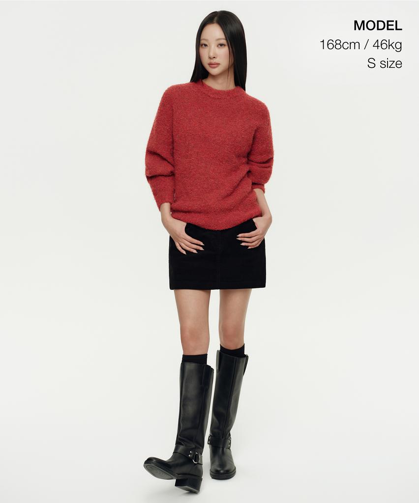 MUSINSA STANDARD WOMAN Women'S Boucle Relaxed Crew Neck Knit [Red]