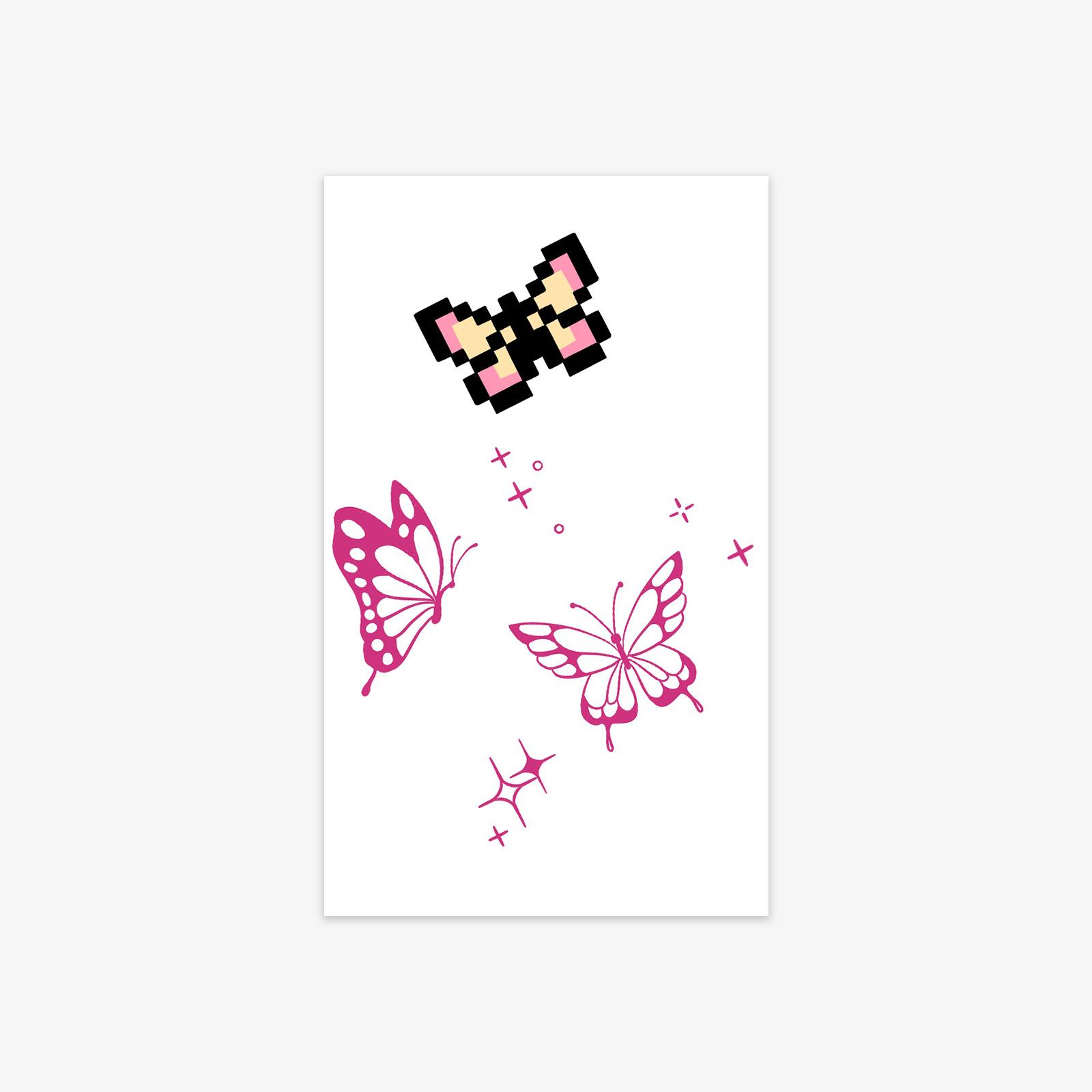 

Premium Sense Small Fresh Y2K Style Simple And Beautiful Romantic Pixel Star Butterfly Tattoo Sticker 6*10CM