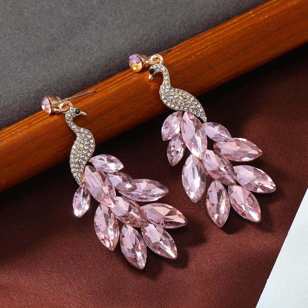 Exotic Peacock Dangle Earrings for Women Exquisite Shiny Zircon Earring Vintage Ethnic Ear Accessories Trendy Aesthetic Jewelry