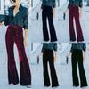 Otoño Invierno Pantalones Casuales de Terciopelo Dorado Micro-cropped de Cintura Alta para Mujer