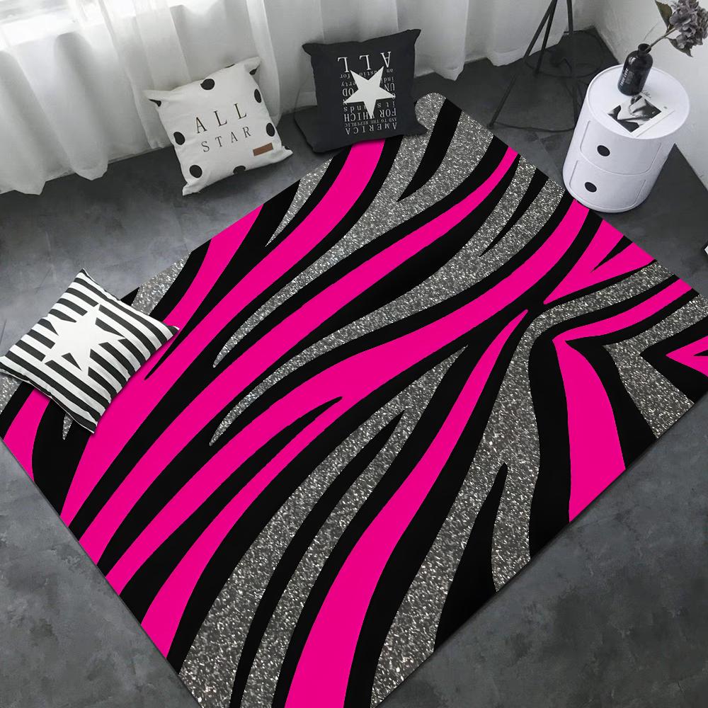 Black White Print Zebra Floor Mat INS Style Soft Bedroom Floor House Laundry Room Mat Anti-skid Bedside Area Rugs